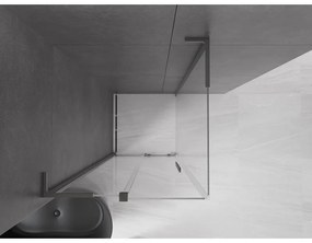 Mexen Velar L, sprchový kút s posuvnými dverami 90 x 90 cm, 8mm číre sklo, brúsený grafit, 871-090-090-03-95