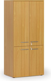 Kancelárska policová skriňa PRIMO WOOD, polené dvere, 800 x 500 x 1781 mm, buk