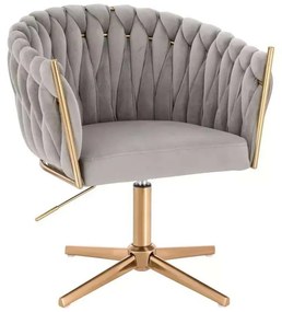 LuxuryForm DESIGN Stolička NORDEN VELUR na zlatom kríži - svetlosivá