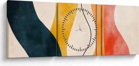 Obraz - Minimalistická farebná ilustrácia II. (s hodinami) (90x30 cm)