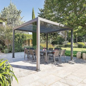 DEOKORK Záhradný hliníkový altánok elektrický MEGAN 4x3 m (grafit)