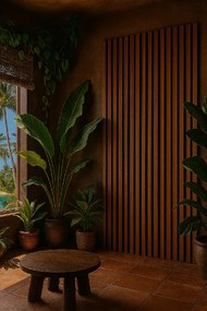 3D Drevené lamely na stenu na filci 255x46cm - Orech TOSKÁNSKY