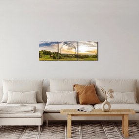 Obraz krajiny (s hodinami) (90x30 cm)