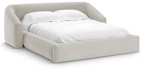 Béžová čalúnená dvojlôžková posteľ s úložným priestorom s roštom 180x200 cm Campi – Cosmopolitan Design