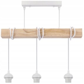 BERGE LED závesné stropné svietidlo, drevený trám, 3xE27, loft, brilantné drevo - biela