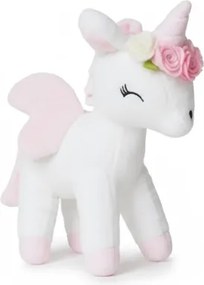 Plyšový jednorožec M s kvietkami, biely