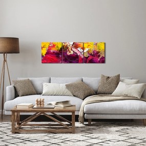 Obraz abstrakcie - maľba (s hodinami) (90x30 cm)