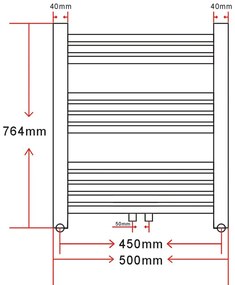 Rebríkový radiátor na centrálne vykurovanie, zaoblený 500x764 mm