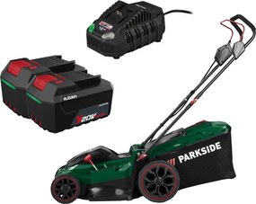 Parkside®  Aku kosačka na trávu Prma 40 E3 + Rýchlonabíjačka akumulátora 20 V/4,5 A + Akumulátor 20 V/4 Ah, 2 kusy  (800012228)