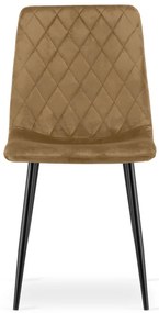 Set štyroch jedálenských stoličiek TURIN zamatové, hnedé / čierne nohy (4 ks)