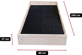 Prírodný vyvýšený drevený záhon 240 x 80 x 27 cm