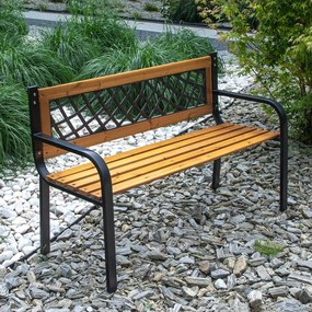 Drevená záhradná lavica s kovovým rámom 118 x 60 x 85 cm