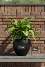 Okrúhly kvetináč PLUTO, sklolaminát, výška 30 cm, antracit
