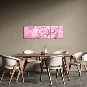 Obraz - Ružový mramor (s hodinami) (90x30 cm)
