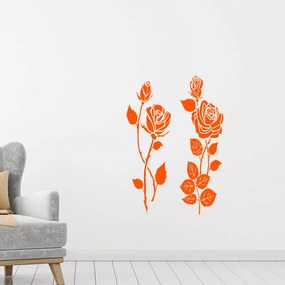 Veselá Stena Samolepka Dve ruže Farba: oranžová, Veľkosť: 100 x 110 cm
