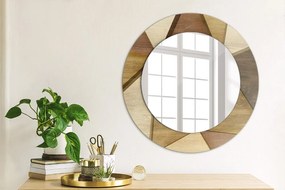 Okrúhle ozdobné zrkadlo Geometrické 3d drevo fi 50 cm