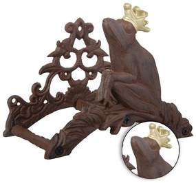 Liatinový nástenný držiak na záhradnú hadicu Frog, 25,5x20 cm, hnedá