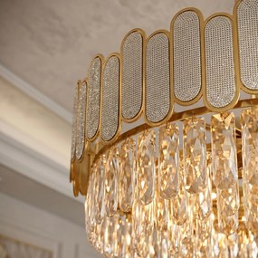 Toolight Toolight, krištáľová závesná lampa Ø50 cm, 6×E14, SWE107-CP, zlatá, OSW-30229