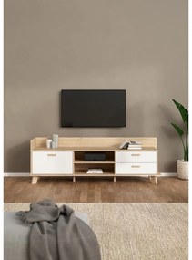Biely/v prírodnej farbe TV stolík v dekore duba 182x62x51 cm Ikast – Tvilum