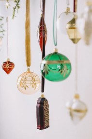 Bella Rose Sklenená vianočná ozdoba Lampáš Žltá Lesk