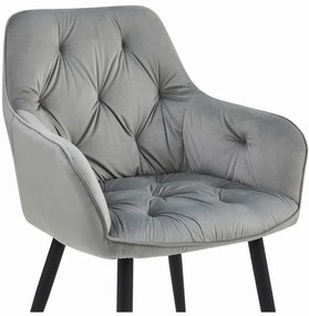 Jedálenská stolička JORK zamatová, strieborná / sivá (čierne nohy)