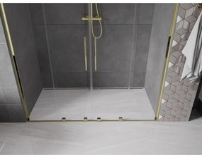 Mexen Velar L Duo, posuvné sprchové dvere do otvoru 200 cm, 8mm číre sklo, zlatá lesklá, 871-200-003-02-50