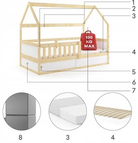 Domčeková posteľ SMART Domček natural 160x80 cm - prírodná borovica