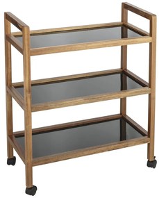 Čierny/v prírodnej farbe kúpeľňový regál z masívu akácie 65x76,5 cm Fondi – Wenko