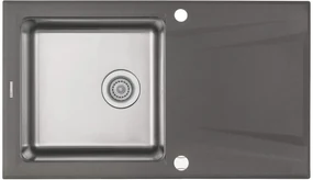 Deante Prime, granitovo-nerezový drez 860x500x220 mm, 3,5" + priestorovo úsporný sifón, 1-komorový, antracitová metalíza, ZSR_T113