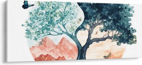 Obraz – Akvarelový strom plný života (120x50 cm)