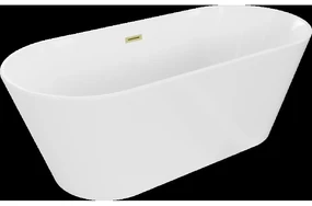 Mexen Flavia voľne stojaca vaňa 150 x 75 cm, biela, prepad z brúseného zlata - 54031507500-55