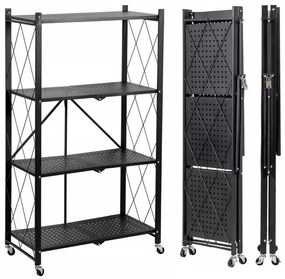 Kuchynský regál na kolieskach Ricos 2 (čierna). Akcia -16%. Vlastná spoľahlivá doprava až k Vám domov. 1133075