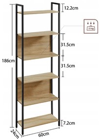 Knižnica TAYLOR SONOMA 6 políc, 186x60cm