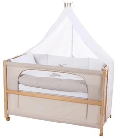 Postieľka na kolieskach s baldachýnom v prírodnej farbe 60x120 cm Liebhabär – Roba