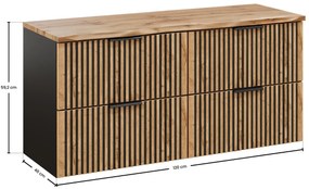 Závěsná skříňka Casad Nature s deskou 120 cm dub wotan/černá