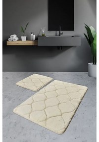 Súprava 2 béžových obdĺžnikových kúpeľňových predložiek Foutastic Wave