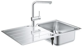 GROHE 31573SD1 -Sada kuchynského drezu K500 s odkvapkávacou plochou a batériou A 86×50 cm nerezová oceľ