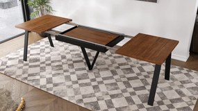 AVERY orech Doubs / čierna spodná časť - LOFTOVÝ / PRIEMYSELNÝ STÔL DO OBÝVAČKY/ JEDÁLNE ROZKLADACÍ DO 330 cm!