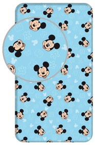 Jerry Fabrics Bavlnené napínacie prestieradlo 90x200 + 25 cm - Mickey "Blue 02"