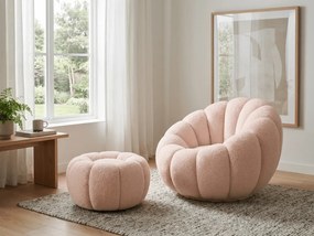 Dizajnové kreslo BLOOM s taburetom, svetloružová