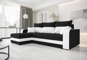 Rohová rozkládacia sedačka WELTA, 235x85x139, šedá/biela, mikrofáze10/biela