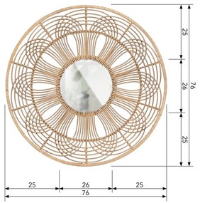 Nástenné zrkadlo s bambusovým rámom ø 76 cm Obi – Basiclabel