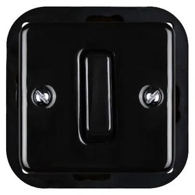 Elhard Štvorcový keramický vypínač s kolískou č.1, čierny KV1301B