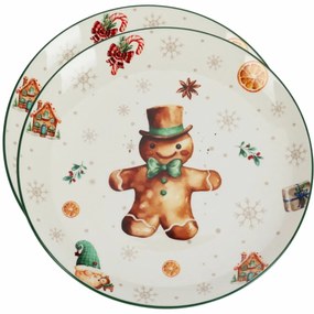 Súprava 2 porcelánových plytkých tanierov Gingerbread 27 cm