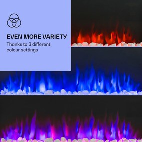 Klarstein Galeras, elektrický nástenný a vstavaný krb, 1800 W, LED, 3 farby, časovač