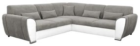 Rozkladacia rohová sedacia súprava VISEU do tvaru L s úložným priestorom, pravá, šedá/biela