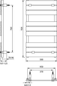 Aqualine Aqualine, BONDECO vykurovacie teleso 500x926mm, čierna mat, DC592B