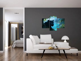 Obraz - Čierny panter v džungli (90x60 cm)
