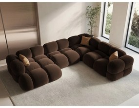 Tmavohnedá zamatová rohová pohovka (pravý roh/do tvaru "U") Loretto – Cosmopolitan Design