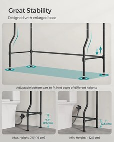 Kovový stojan, 4 úrovňový úložný priestor nad toaletu, čierny